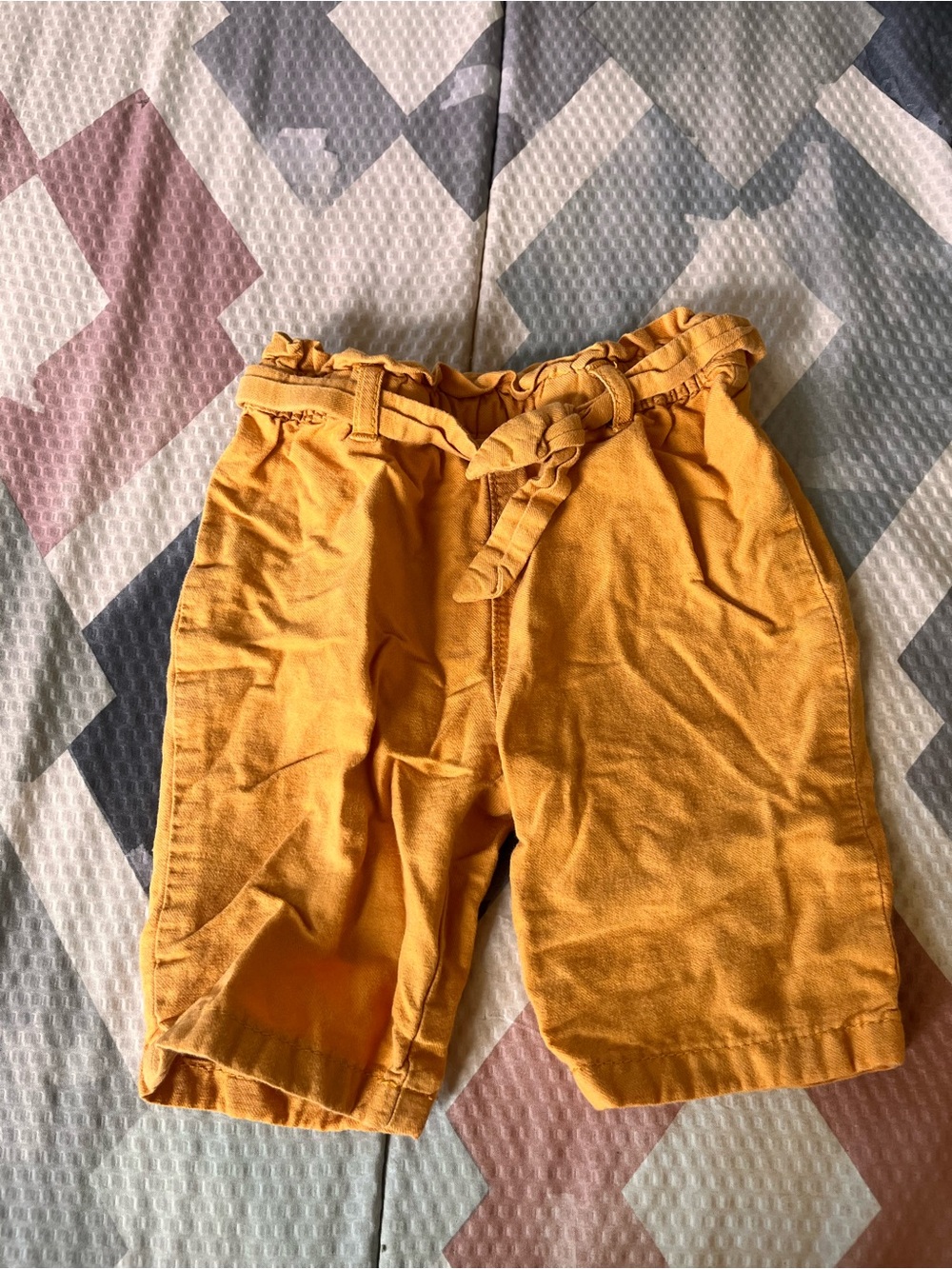Men's Casual Paperbag Waist Shorts in Mustard Yellow
